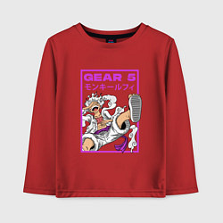 Лонгслив хлопковый детский One piece - gear 5 белый, цвет: красный