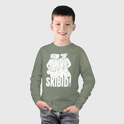 Лонгслив хлопковый детский Skibidi Toilet Cameraman and Speakerman, цвет: авокадо — фото 2