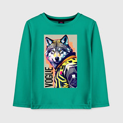 Лонгслив хлопковый детский Wolf fashionista - pop art, цвет: зеленый