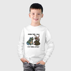Лонгслив хлопковый детский Люблю тебя, зая и я тебя, котик, цвет: белый — фото 2