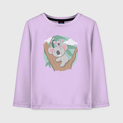 Лонгслив хлопковый детский Коалы на дереве, цвет: лаванда