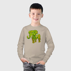 Лонгслив хлопковый детский Зелёный слон, цвет: миндальный — фото 2