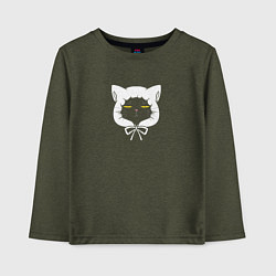 Лонгслив хлопковый детский Кот в капюшоне - домохозяин, цвет: меланж-хаки