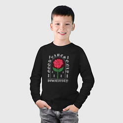 Лонгслив хлопковый детский Японская роза, цвет: черный — фото 2