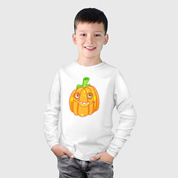 Лонгслив хлопковый детский Веселая тыква: для вечеринки на Хэллоуин, цвет: белый — фото 2
