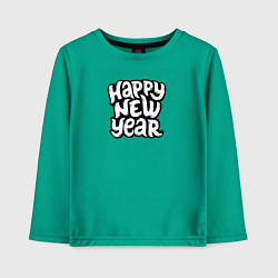 Лонгслив хлопковый детский Happy new year lettering, цвет: зеленый