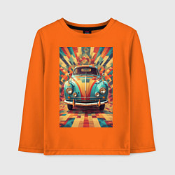 Лонгслив хлопковый детский Ретро машина в ярких цветах, цвет: оранжевый