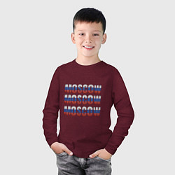 Лонгслив хлопковый детский Moscow триколор, цвет: меланж-бордовый — фото 2