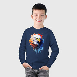 Лонгслив хлопковый детский Граффити с орлом, цвет: тёмно-синий — фото 2