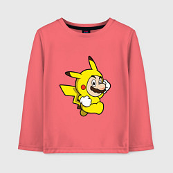 Лонгслив хлопковый детский Марио пикачу, цвет: коралловый
