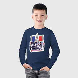 Лонгслив хлопковый детский Vive la France, цвет: тёмно-синий — фото 2
