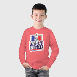 Лонгслив хлопковый детский Vive la France, цвет: коралловый — фото 2