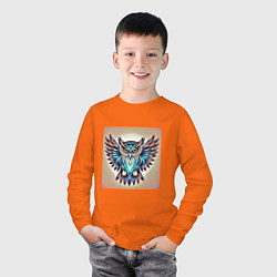 Лонгслив хлопковый детский Сова вылетает на охоту, цвет: оранжевый — фото 2