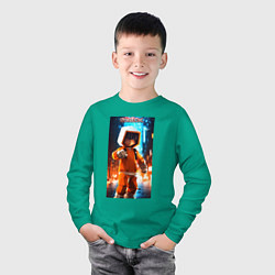 Лонгслив хлопковый детский Roblox orange man, цвет: зеленый — фото 2