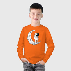 Лонгслив хлопковый детский Привет с луны, цвет: оранжевый — фото 2