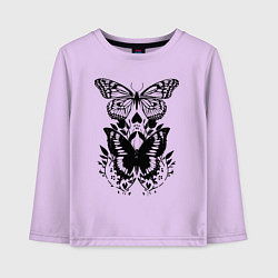 Лонгслив хлопковый детский Две бабочки - татуировка, цвет: лаванда