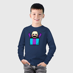 Лонгслив хлопковый детский Пиксельная марионетка, цвет: тёмно-синий — фото 2