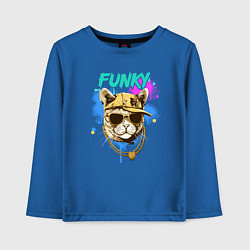 Лонгслив хлопковый детский Кот рэпер: funky - AI art, цвет: синий