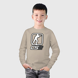 Лонгслив хлопковый детский CS2 logo, цвет: миндальный — фото 2