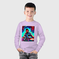 Лонгслив хлопковый детский Клубный диджей, цвет: лаванда — фото 2