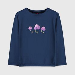 Лонгслив хлопковый детский Акварельные сиреневые цветы, цвет: тёмно-синий