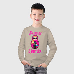 Лонгслив хлопковый детский Барби русская, цвет: миндальный — фото 2