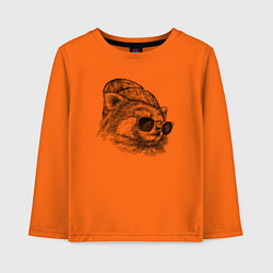 Лонгслив хлопковый детский Красная панда в шапке, цвет: оранжевый