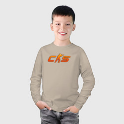 Лонгслив хлопковый детский CS 2 orange logo, цвет: миндальный — фото 2