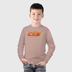 Лонгслив хлопковый детский CS 2 orange logo, цвет: пыльно-розовый — фото 2