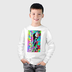 Лонгслив хлопковый детский Ким Джису - блэк пинк - музыка, цвет: белый — фото 2