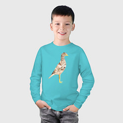 Лонгслив хлопковый детский Авдотка птица в стиле Low Poly, цвет: бирюзовый — фото 2