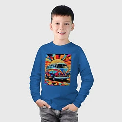 Лонгслив хлопковый детский В машине на отдых, цвет: синий — фото 2