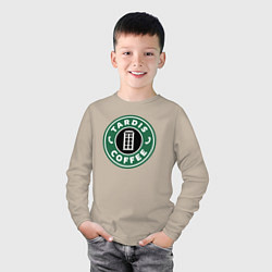 Лонгслив хлопковый детский Tardis coffee, цвет: миндальный — фото 2