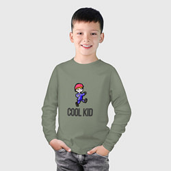 Лонгслив хлопковый детский Cool kid, цвет: авокадо — фото 2