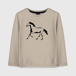 Лонгслив хлопковый детский Лошадь сбоку, цвет: миндальный