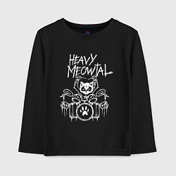 Лонгслив хлопковый детский Heavy Meowtal - кошачья музыка, цвет: черный