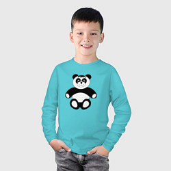 Лонгслив хлопковый детский Панда медведь cartoon, цвет: бирюзовый — фото 2