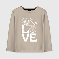 Лонгслив хлопковый детский Любовь велосипедиста, цвет: миндальный