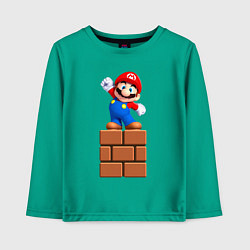 Лонгслив хлопковый детский Маленький Марио, цвет: зеленый