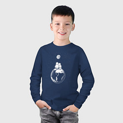 Лонгслив хлопковый детский Earth love, цвет: тёмно-синий — фото 2