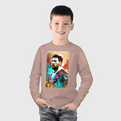 Лонгслив хлопковый детский Lionel Messi - football - striker, цвет: пыльно-розовый — фото 2