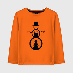 Лонгслив хлопковый детский Креативный новогодний снеговик, цвет: оранжевый