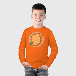Лонгслив хлопковый детский Баскетбольная площадка, цвет: оранжевый — фото 2