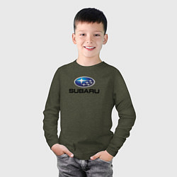 Лонгслив хлопковый детский Subaru sport auto, цвет: меланж-хаки — фото 2