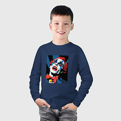 Лонгслив хлопковый детский Безумный клоун, цвет: тёмно-синий — фото 2