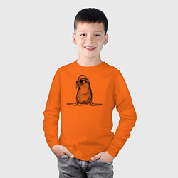 Лонгслив хлопковый детский Морский котик DJ, цвет: оранжевый — фото 2