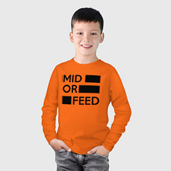 Лонгслив хлопковый детский Mid or feed, цвет: оранжевый — фото 2