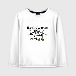 Лонгслив хлопковый детский Halloween party паук с паутиной хэллоуин, цвет: белый