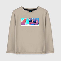Лонгслив хлопковый детский Сатору годжо в очках, цвет: миндальный