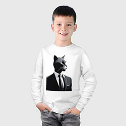 Лонгслив хлопковый детский Бизнес-кот, цвет: белый — фото 2